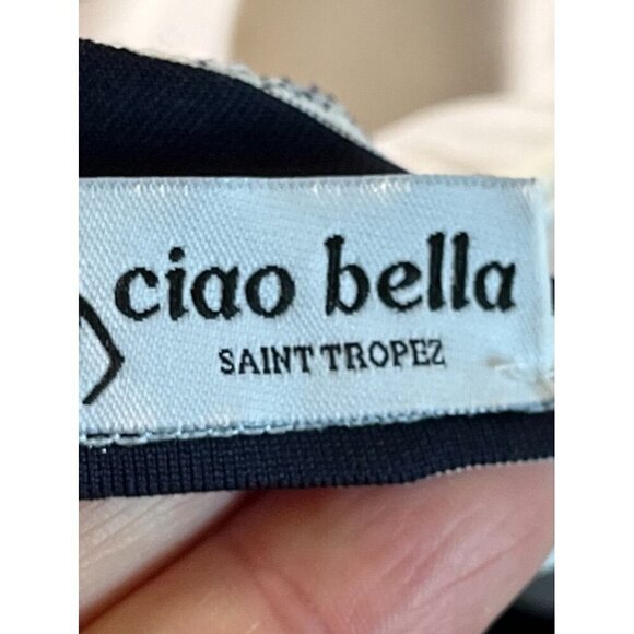 Ciao Bella Swimsuit Women 2XL Blue Striped Metallic Bikini Coastal Old Money - Picture 2 of 11